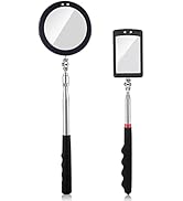 Rechabite 2 Pieces Telescoping Inspection Mirror LED Light Set with Large 3.75" Round Mirror, and...
