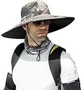 Leotruny Men Wide Brim Sun Hats UPF50+ Waterproof Breathable Bucket Hat for Fishing, Hiking, Camping