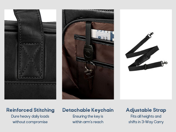 Durable Men's Laptop Briefcase Crafted with Reinforced Details