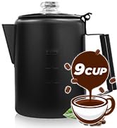 MEREZA Coffee Percolator Stovetop Camping Coffee Pot Stainless Steel 9 CUP Camping Coffee Maker O...
