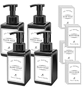 LEWISTIN Foaming Soap Dispenser, 4 Pack Plastic Refillable Foam Soap Dispenser with 20 Pcs Waterp...
