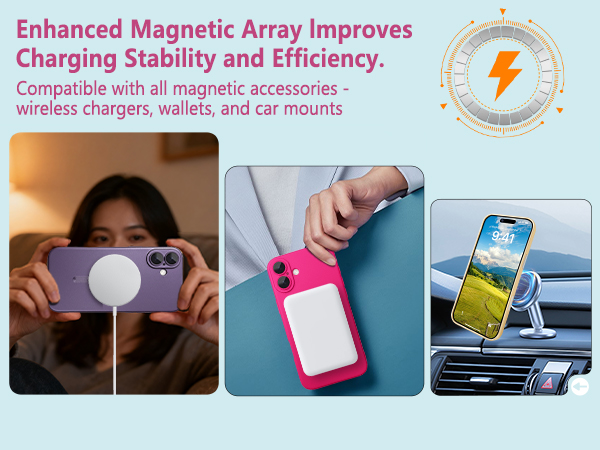 ankofave Magnetic for iPhone 17 Pro Case with Camera Protector, Soft Metallic Luster Phone Case