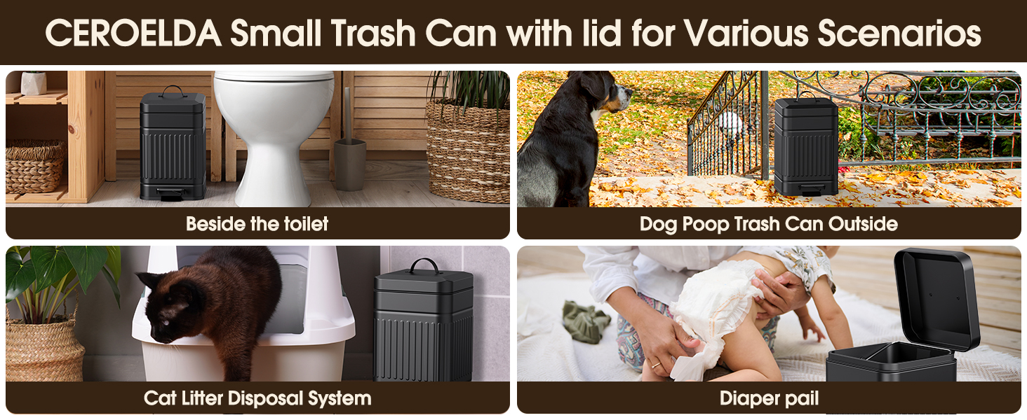 CEROELDA Small Trash Can with lid for Various Scenarios