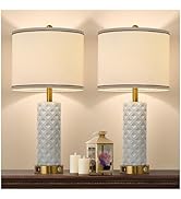 bdayanx Set of 2 Table Lamp for Living Room Bedroom Farmhouse,26'' Touch Control Bedroom Ceramic ...