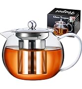 PARACITY Glass Teapot Stovetop 22 OZ/650ml, Tea pot with Removable 18/8 Stainless Steel Infuser, ...