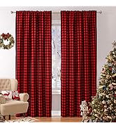 WUBODTI Red and Black Plaid Curtains 52 x 72 Inch Length 2 Panel Sets, Christmas Buffalo Plaid Ch...