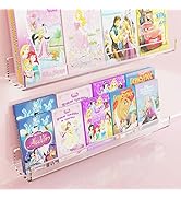 ILYXY Acrylic Bookshelf, 2 Pack 36 Inch Wall Mounted Floating Bookshelf for Kids, Clear Wall Moun...
