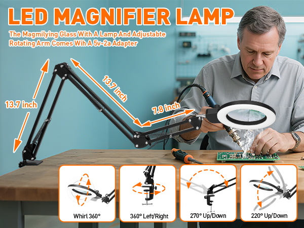 lighted magnifier lamp light swing arm desk lamps jewelry magnifying glass with light swing arm