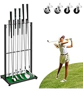 Golf Putter Stand, Golf Club Rack for 10 Cues, Golf Club Holder Display Rack with Artificial Gras...
