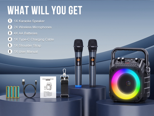 Karaoke Machine Mini Karaoke Machine Portable Bluetooth Speaker Karaoke Machine for Adults LED Night