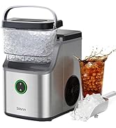 Silonn Nugget Ice Maker Countertop, Ice Basket with Handle, Quiet Operation &amp; Self Cleaning Ice M...