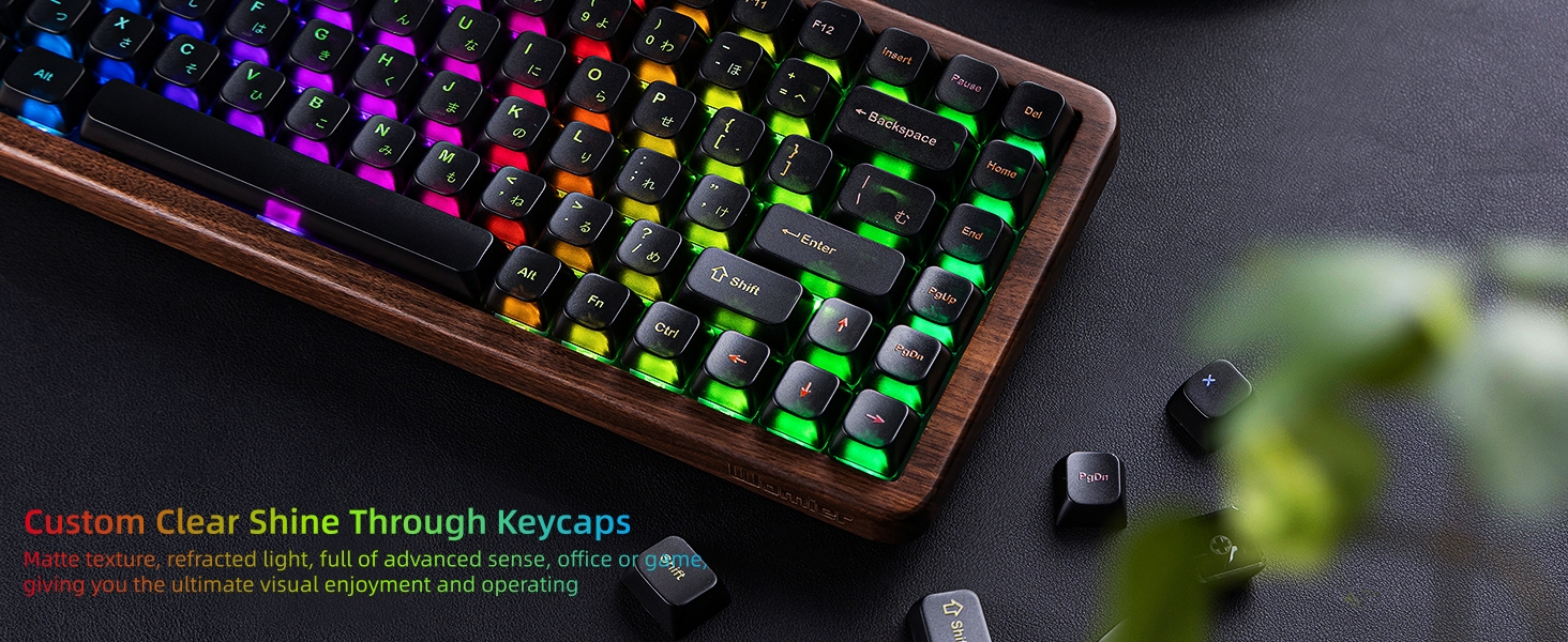 Womier Frosted Jelly Keycaps, Clear Shine Through Keycaps Mechanical Keyboard Caps