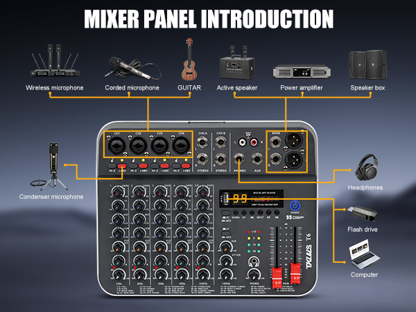 6 channel Audio Mixer