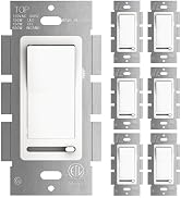 Amico 6 Pack Slide Dimmer Switch, Single-Pole or 3-Way, for Dimmable LED Lights (150W), CFL, Inca...
