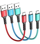 HOTNOW Short Micro USB Cable 1FT [3Pack], 12 inch Android Charger Cable Nylon Braided USB2.0 High...