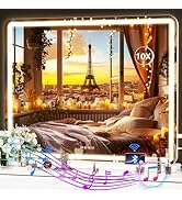Hasipu Vanity Mirror with Lights and Bluetooth Speaker, 40" x 30" LED Makeup Mirror, Lighted Make...