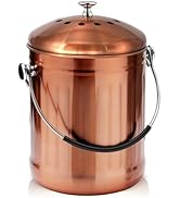 ENLOY Compost Bin for Kitchen Countertop, 1.3 Gallon Matte Copper Stainless Steel Compost Bucket ...