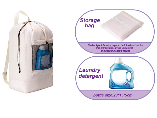 Laundry Bag Backpack, Large Travel Laundry Bags with Shoulder Straps and Mesh Pockets