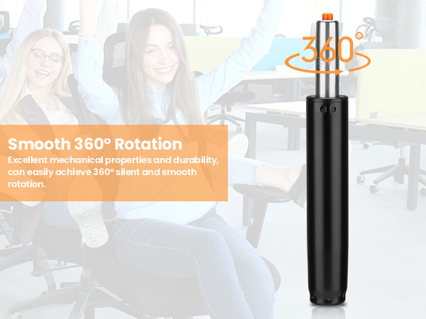 Black cylindrical device with smooth 360-degree rotation capability, featuring mechanical components for fluid movement.