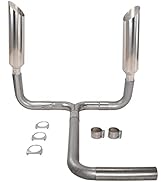 FGJQEFG 5'' Inch Turbo Dual Smoker Diesel Exhaust Stack T Pipe System with 2Pcs 5" Inlet 8" Outle...