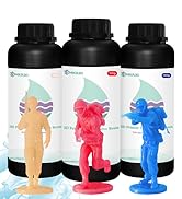 3D Printer Resin Standard Tough Rigid UV-Curing Resin, 3 Bottles Red/Blue/Skin Bundle Pack