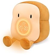 QANYI Plush Toy Night Light Alarm Clock for Kids, Multiin-one Cozy Toast Plushies Bed Clock with ...