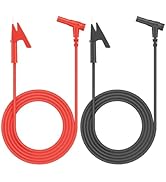 ALLmeter 1M/3.28ft Banana Plug to Alligator Clip Test Cable,4mm Angled Banana Plugs,Copper Conduc...