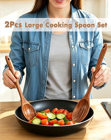 2Pcs Large Cooking Spoon Set