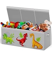 ADDFIT HOUSE Extra Large Dinosaur Toy Box for Boys and Girls, Collapsible Sturdy Storage Bins wit...