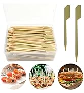 PEOUWNES 200 Pcs Bamboo Wood Paddle Picks Skewers, 3.5 and 4.7 Inch Toothpicks for Appetizers for...