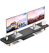 NestNeat Dual Monitor Stand - 39Inch Large Wood Monitor Stand Riser, Holds 200lbs Ultra Strong Su...