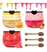 3 PCS Bee Lip Balm Honey Pot,Strawberry, Watermelon, Honey Flavors,Hydrating Lip Masks Overnight ...