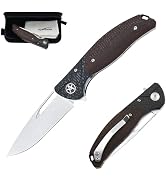 ALBATROSS Pocket Folding Knife, 3.5" D2 Steel Blade, 4" Carbon Fiber splicing Micarta Handle, Lin...