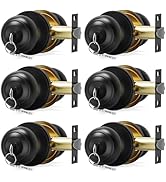 AmzGod 6 Pack Door Knob with Lock, Keyed Different Entry Door Knobs, Interior and Exterior Round ...