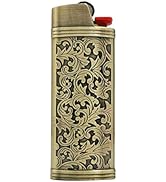 Lucklybestseller Metal Lighter Case Cover Holder Vintage Floral Stamped for BIC Full Size Lighter J6