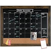 Loddie Doddie 18x24 Rustic Framed Chalkboard Calendar and Bulletin Combo Board. Includes Chalk Ma...
