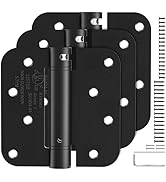 AmzGod Self Closing Door Hinges 4 Inch, Matte Black Spring Loaded Hinges 5/8'' Radius Corners, Ad...