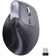 SANWA Ergonomic Vertical Mouse with LED Screen, Knob Control, 5 Programmable Buttons, 57° Angle, ...
