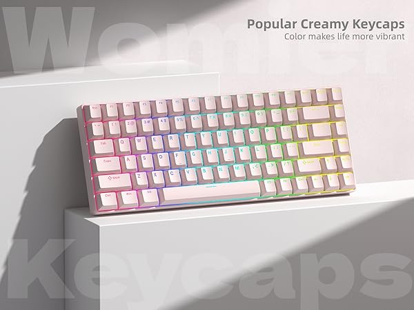 Womier Pink Shine Through Keycaps, PBT Keyboard Keycaps Cherry Profile, Custom Keycap