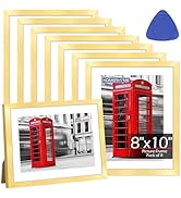 HOMERHYME 8x10 Picture Frame Set of 8, Gold Photo Frames for Gallery Wall Mounting or Table Displ...