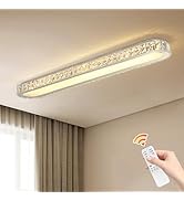 Qcyuui Dimmable LED Ceiling Light 39.4'' Kitchen Lighting Fixtures Ceiling Modern Luxury Crystal ...