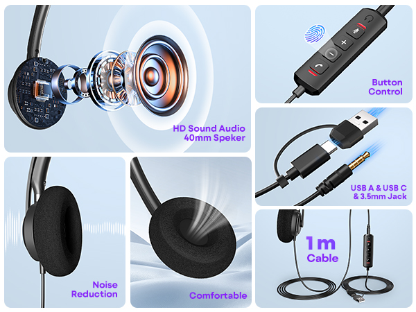 USB A computer headset office headset with mic phone headsets for office phones office headset