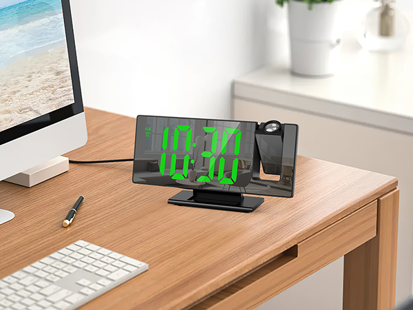 ORIA Projection Alarm Clock, LED Electronic Alarm Clock, 7.8" Mirror Desk Alarm Clock