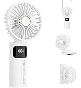Portable Handheld Fan, USB Rechargeable Foldable Mini Personal Fan, 5200mAh, 180 Adjustable, 6 Sp...