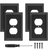 Black Modern Decorative Outlet Covers Wall Plate Electrical Switch Plates and Receptacle Outlet C...