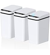 jinligogo 3Pack Bathroom Small Trash Can with Lid, 2.2 Gallon Touchless Automatic Garbage Can Sli...