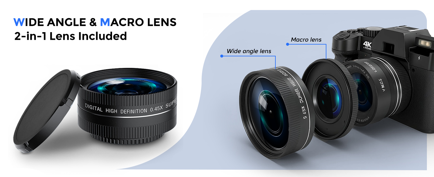 4k digital camera with wide angle lens