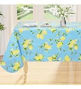 Smiry Rectangle Table Cloth, Waterproof Vinyl Tablecloths with Flannel Backing, Wipeable Spillpro...