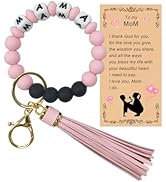 SHINYHARBOR Silicone Mama Bracelet Keychain Wristlet Key Ring Bangle Chains Mothers Day Gifts for...