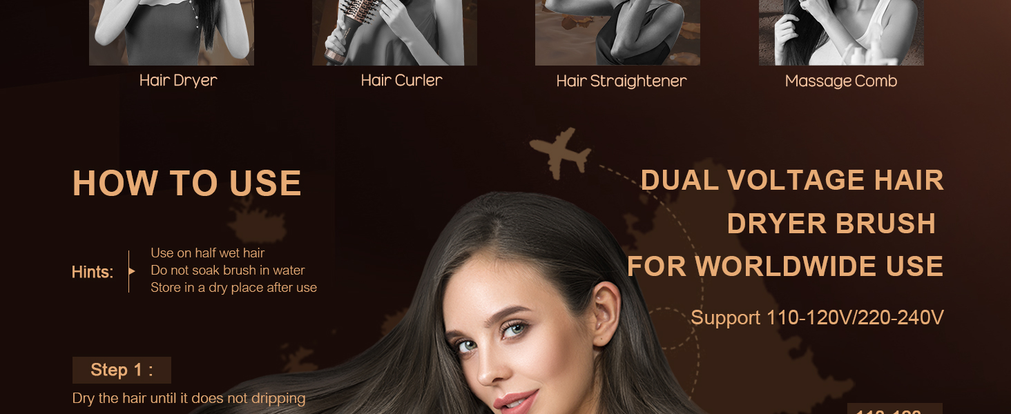 Travel Hair Dryer Brush Instruction